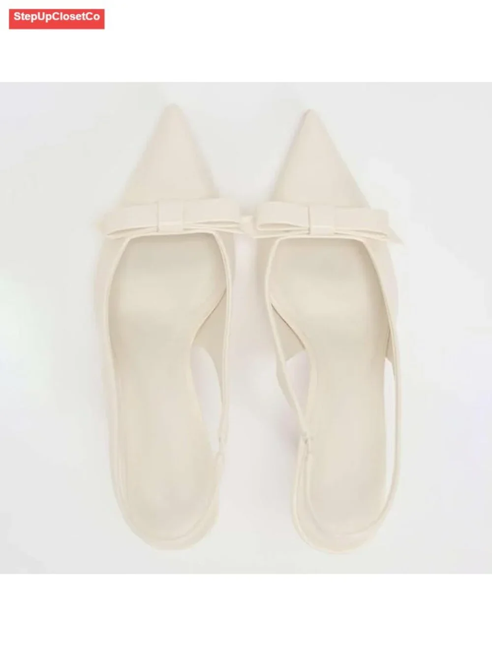 Patent Bow Slingback Kitten Heels Pointed Toe Dress Pumps